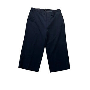 Banana Republic Wide Leg Crop Navy Dress Pants 20 High Rise Stretch Tailored